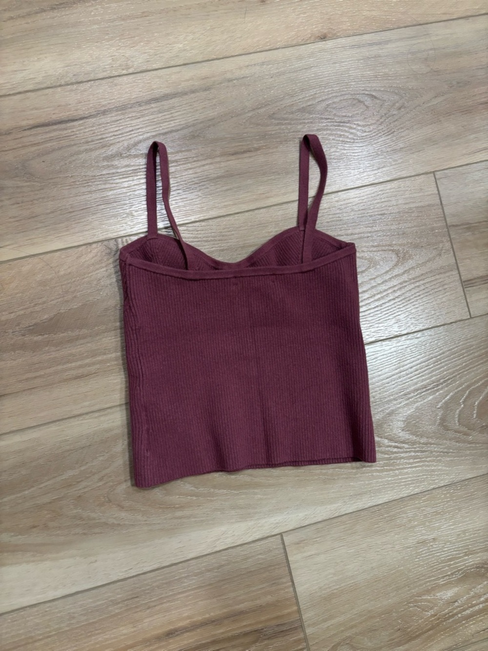 Madewell XS Ribbed Maroon Bustier Cami Top - Picture 2 of 3